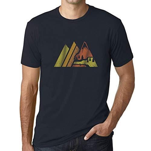 Ultrabasic - Homme Graphique Montagne Rétro Écran Impression de Lettre Tee Shirt Cadeau Marine