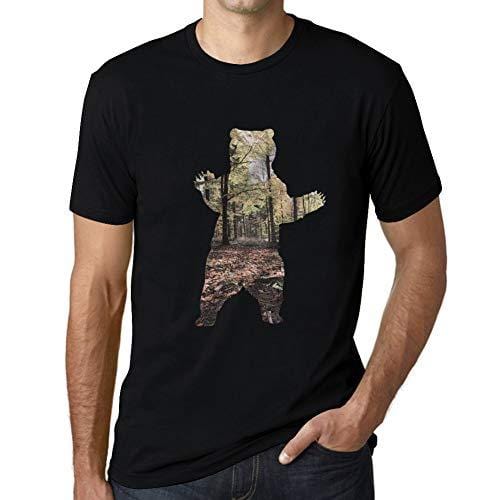 Ultrabasic - Homme T-Shirt Graphique Ours et Forêt Noir Profond