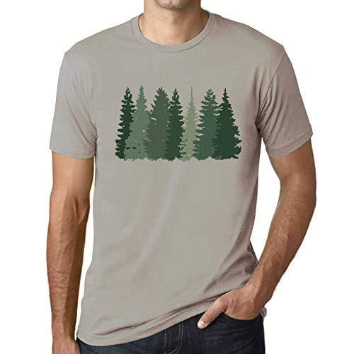 Ultrabasic - Homme T-Shirt Graphique Arbres Forestiers Gris Clair