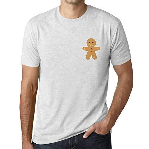 Ultrabasic - Homme T-Shirt Graphique Little Biscuit Imprimé Lettres Noël Cadeau Blanc Chiné