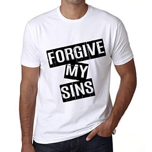 Ultrabasic - Homme T-Shirt Graphique Forgive My Sins T-Shirt Cadeau Lettre d'impression Blanc