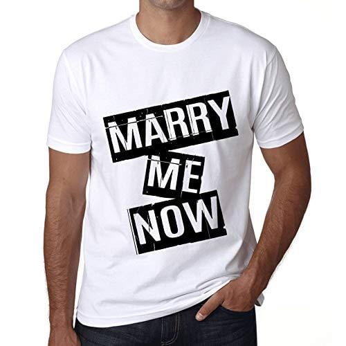 Ultrabasic - Homme T-Shirt Graphique Marry Me Now T-Shirt Cadeau Lettre d'impression Blanc