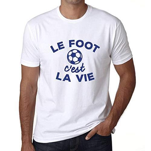 Homme T-Shirt Graphique Imprimé Vintage Tee Le Foot C'est la Vie Blanc