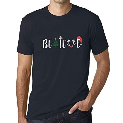 Ultrabasic - Homme Graphique Arbre de Noël T-Shirt Idées Cadeaux de Noël Marine