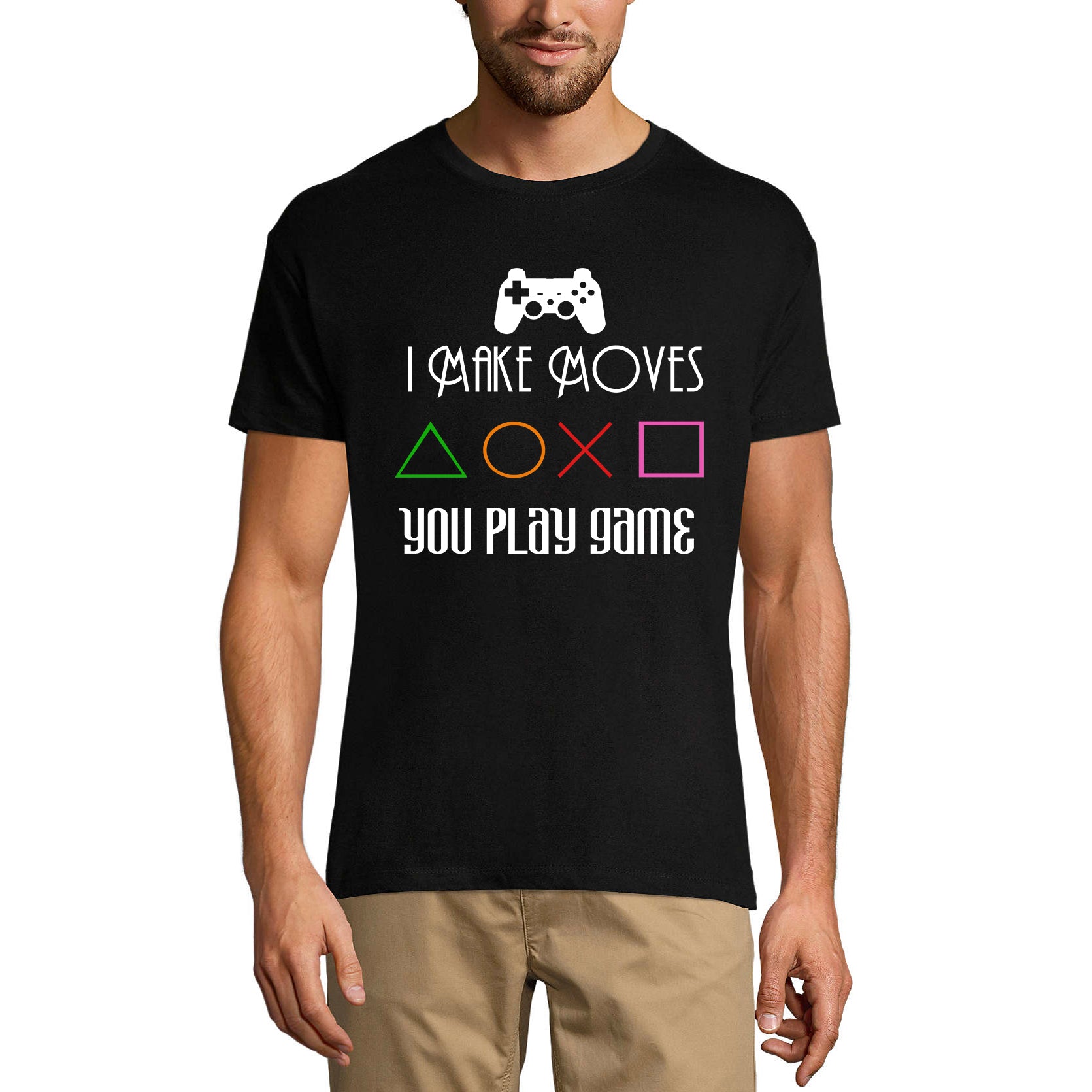 ULTRABASIC Men's T-Shirt I Make Moves You Play Game - Gaming Shirt for Player mode on level up dad gamer i paused my game alien player ufo playstation tee shirt clothes gaming apparel gifts super mario nintendo call of duty graphic tshirt video game funny geek gift for the gamer fortnite pubg humor son father birthday