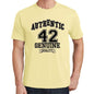 42 Authentic Genuine Yellow Mens Short Sleeve Round Neck T-Shirt 00119 - Yellow / S - Casual