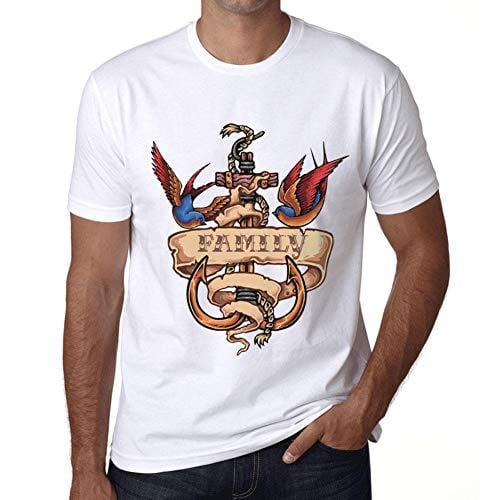 Ultrabasic - Homme T-Shirt Graphique Anchor Tattoo Family Blanc
