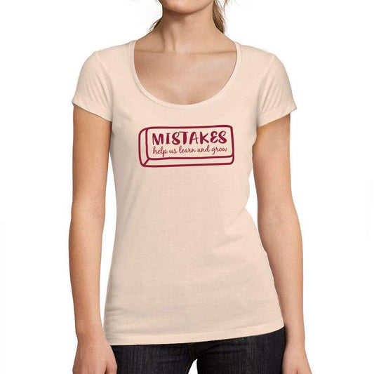 Ultrabasic - Tee-Shirt Femme col Rond Décolleté Mistake Help Us Learn and Grow Rose Crémeux