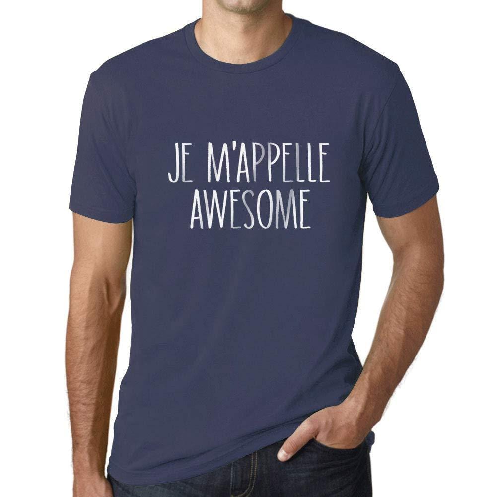 Ultrabasic - Homme Graphique Je m'appelle Awesome T-Shirt Blanc Lettre Denim