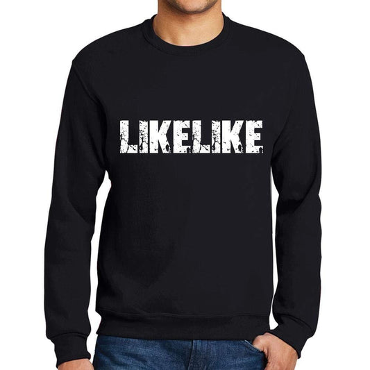 Ultrabasic Homme Imprimé Graphique Sweat-Shirt Popular Words LIKELIKE Noir Profond