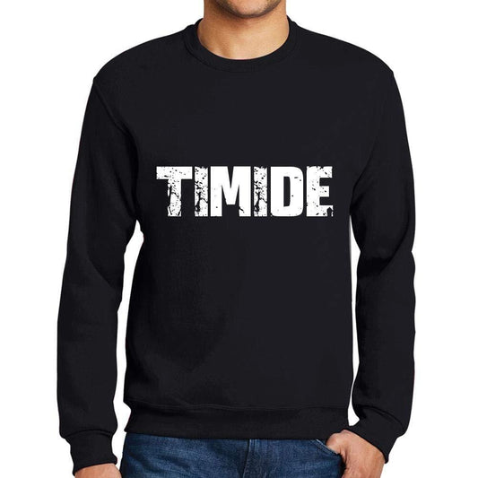 Ultrabasic Homme Imprimé Graphique Sweat-Shirt Popular Words TIMIDE Noir Profond