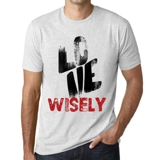 Ultrabasic - Homme T-Shirt Graphique Love Wisely Blanc Chiné