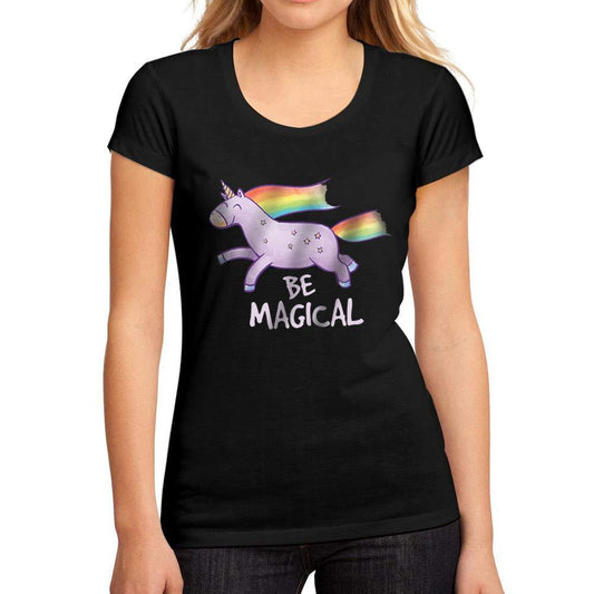 Femme Graphique Tee Shirt Be Magical Unicorn Noir Profond