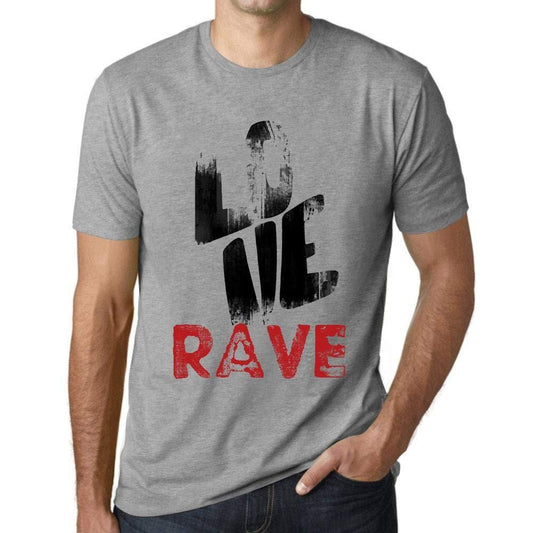 Ultrabasic - Homme T-Shirt Graphique Love Rave Gris Chiné