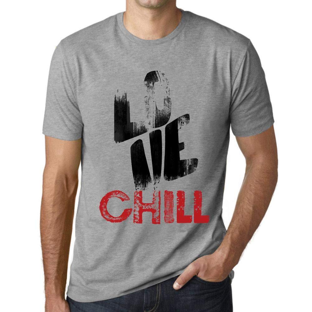 Ultrabasic - Homme T-Shirt Graphique Love Chill Gris Chiné