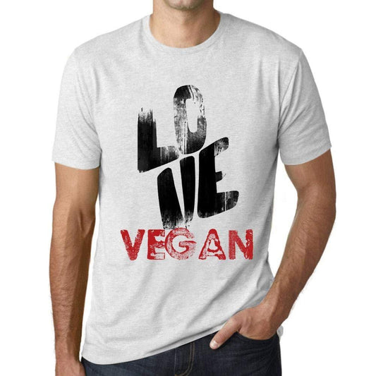 Ultrabasic - Homme T-Shirt Graphique Love Vegan Blanc Chiné