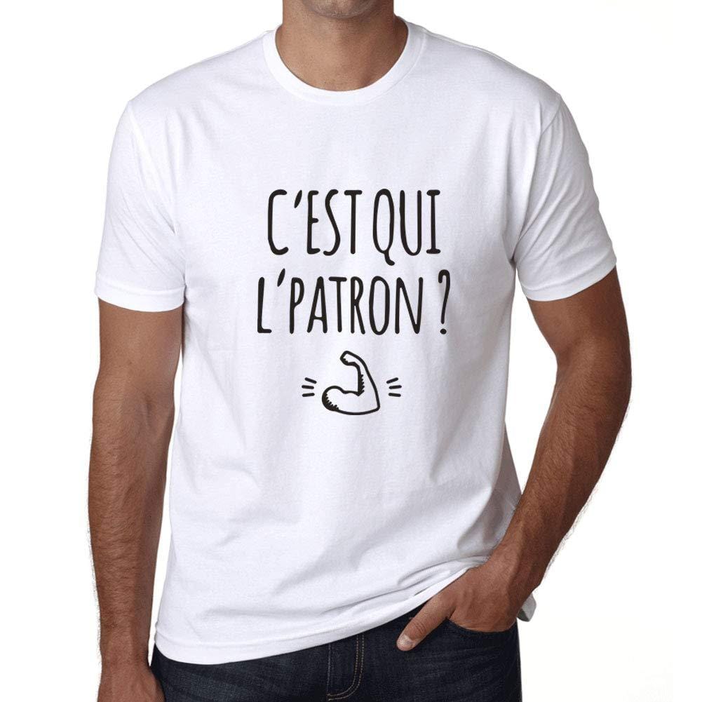 Ultrabasic - Homme Graphique C'est Qui l'Patron T-Shirt Blanc Lettre