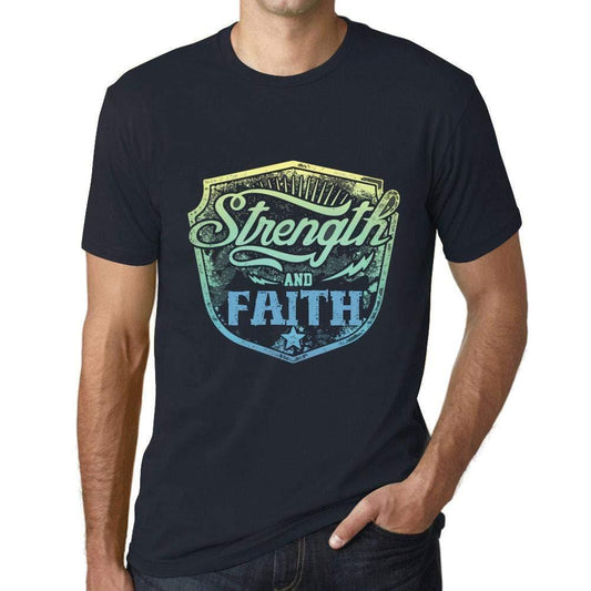 Homme T-Shirt Graphique Imprimé Vintage Tee Strength and Faith Marine