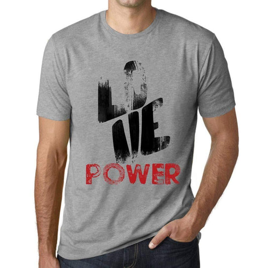 Ultrabasic - Homme T-Shirt Graphique Love Power Gris Chiné