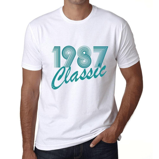 Ultrabasic - Homme T-Shirt Graphique Years Lines Classic 1987 Blanc