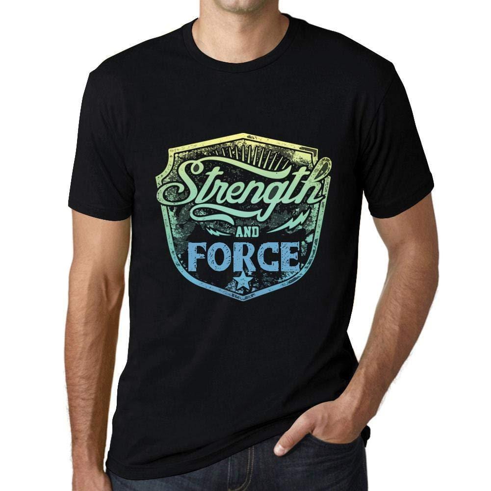 Homme T-Shirt Graphique Imprimé Vintage Tee Strength and Force Noir Profond