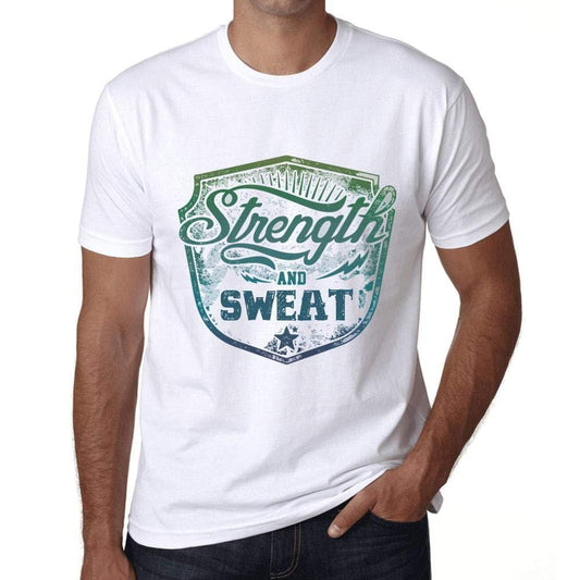 Homme T-Shirt Graphique Imprimé Vintage Tee Strength and Sweat Blanc
