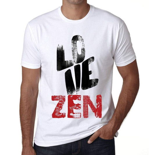 Ultrabasic - Homme T-Shirt Graphique Love Zen Blanc