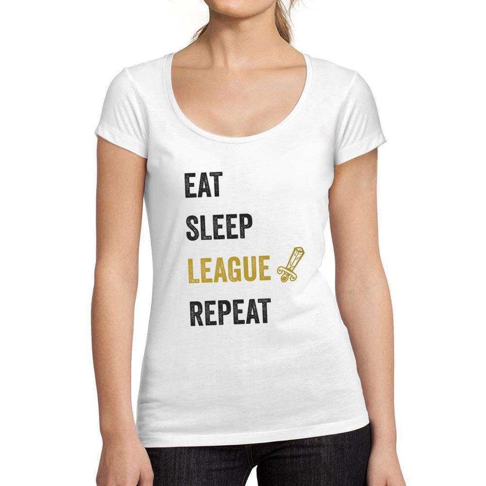 Ultrabasic® Tee-Shirt Femme col Rond Décolleté Eat Sleep League Joueur Gaming Tee Marrant Esports Cadeau Idée