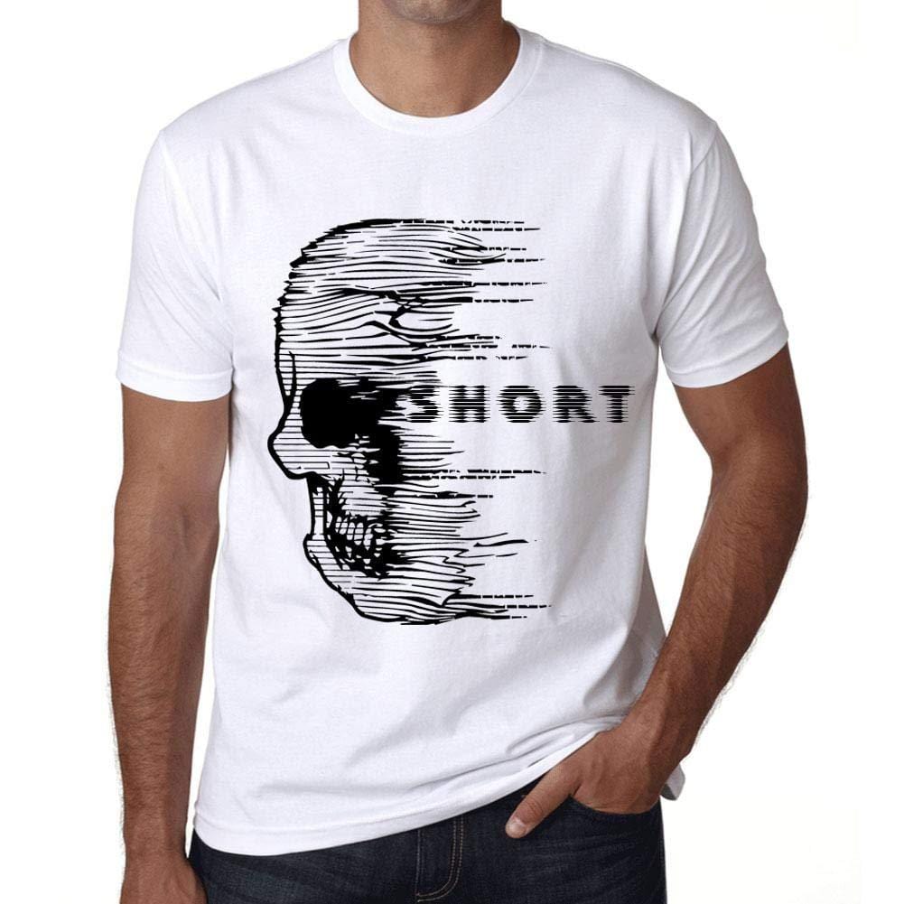 Homme T-Shirt Graphique Imprimé Vintage Tee Anxiety Skull Short Blanc