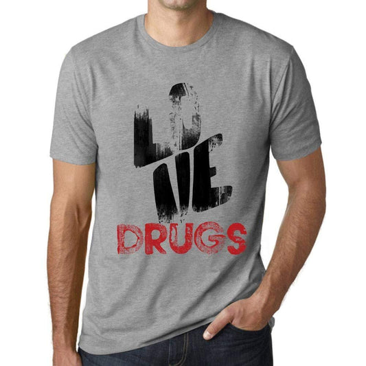 Ultrabasic - Homme T-Shirt Graphique Love Drugs Gris Chiné
