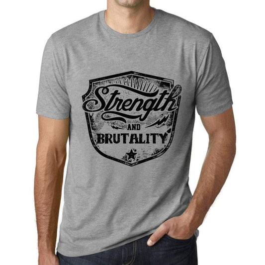 Homme T-Shirt Graphique Imprimé Vintage Tee Strength and Brutality Gris Chiné