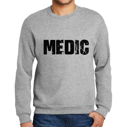Ultrabasic Homme Imprimé Graphique Sweat-Shirt Popular Words Medic Gris Chiné