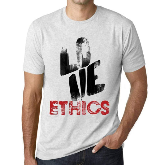 Ultrabasic - Homme T-Shirt Graphique Love Ethics Blanc Chiné