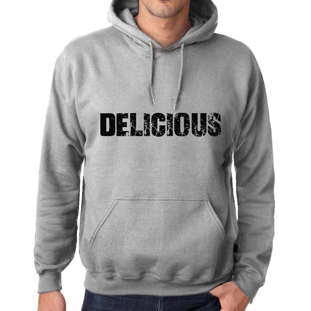 Ultrabasic Homme Femme Unisex Sweat à Capuche Hoodie Popular Words Delicious Gris Chiné