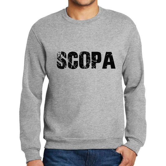 Ultrabasic Homme Imprimé Graphique Sweat-Shirt Popular Words SCOPA Gris Chiné