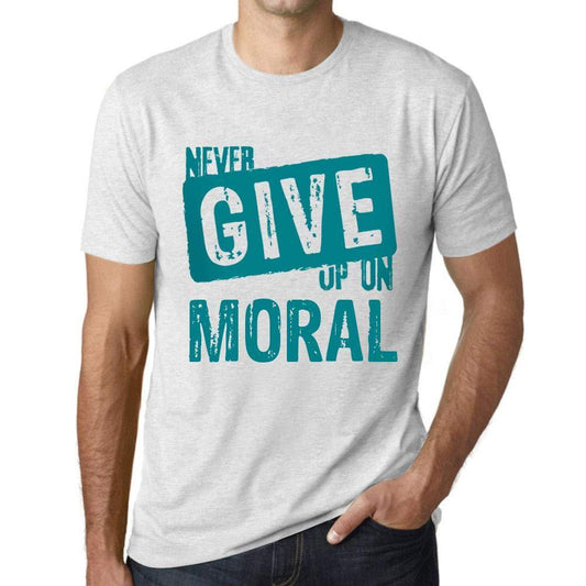 Ultrabasic Homme T-Shirt Graphique Never Give Up on Moral Blanc Chiné
