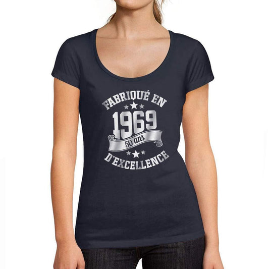 Ultrabasic - Tee-Shirt Femme col Rond Décolleté Fabriqué en 1969, 50 Ans d'être Génial T-Shirt French Marine