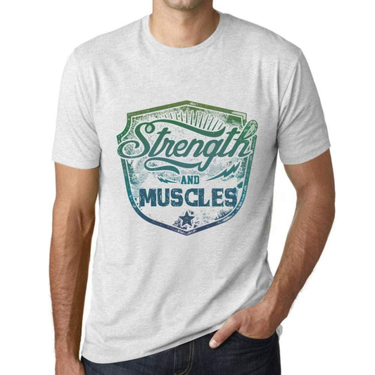 Homme T-Shirt Graphique Imprimé Vintage Tee Strength and Muscles Blanc Chiné