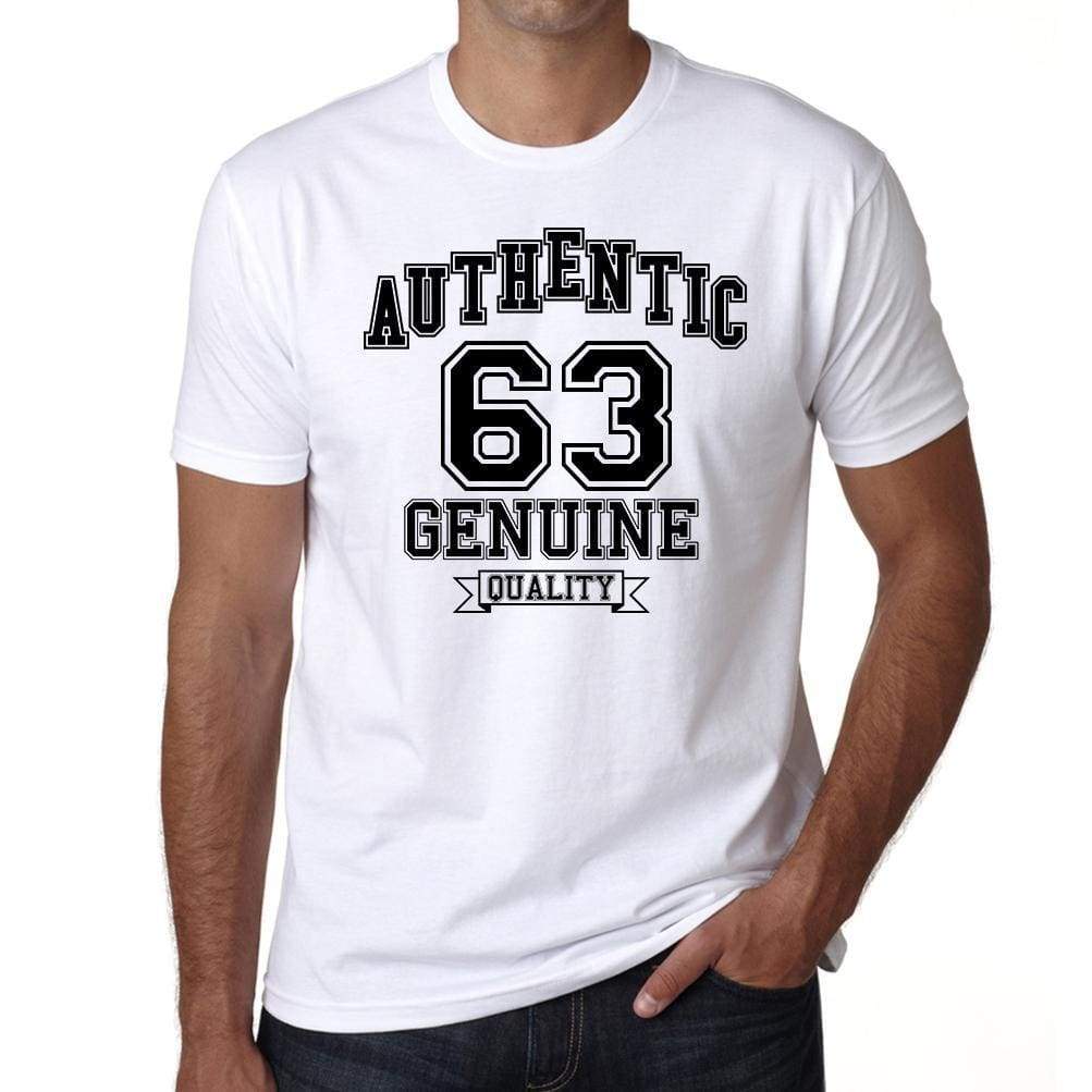 63 Authentic Genuine White Mens Short Sleeve Round Neck T-Shirt 00121 - White / S - Casual