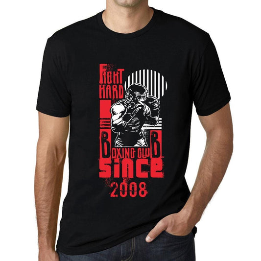 Men&rsquo;s Graphic T-Shirt Fight Hard Since 2008 Deep Black - Ultrabasic