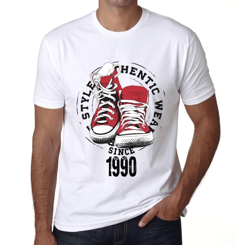 Men&rsquo;s Vintage Tee Shirt Graphic T shirt Authentic Style Since 1990 White - Ultrabasic