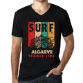 Men's Graphic T-Shirt V Neck Surf Summer Time ALGARVE Deep Black