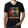 Men's Graphic T-Shirt V Neck Surf Summer Time SOUTH HAVEN Deep Black