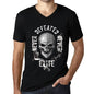 Men&rsquo;s Graphic V-Neck T-Shirt Never Defeated, Never ELITE Deep Black - Ultrabasic