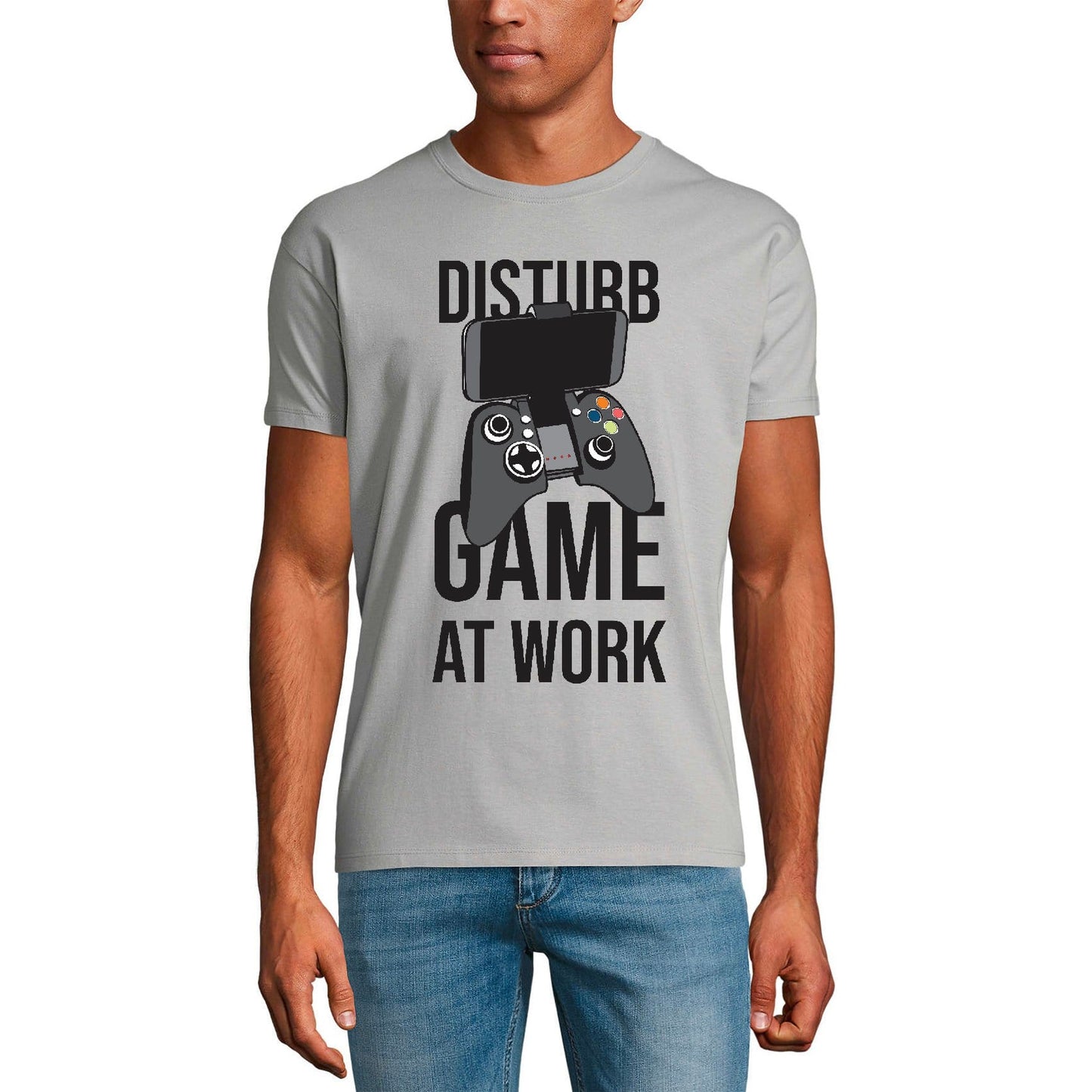 ULTRABASIC Men's Gaming T-Shirt Disturb Game at Work - Funny Gamer Tee Shirt