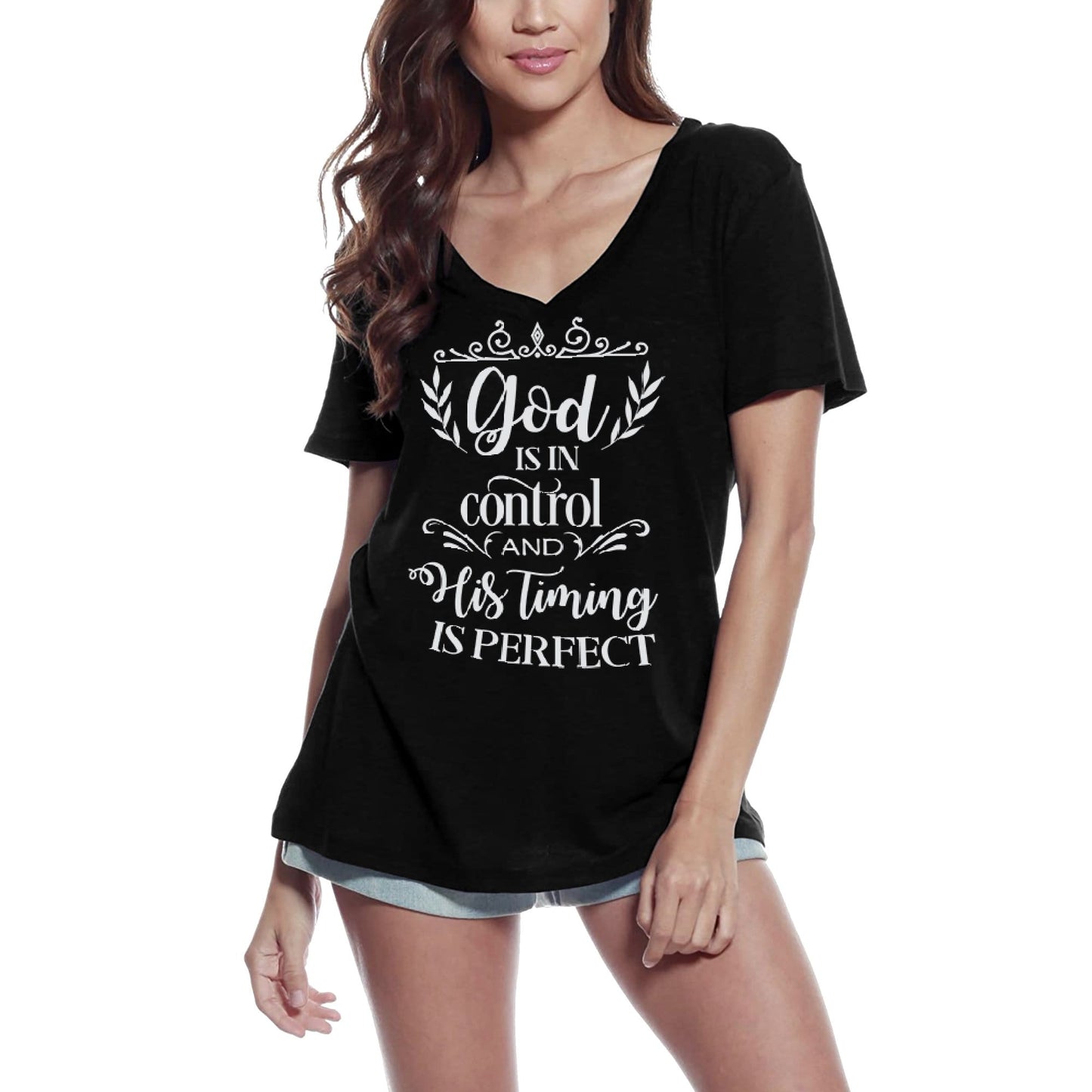 ULTRABASIC Women's T-Shirt God Is In Control - Religious Short Sleeve Tee Shirt Tops