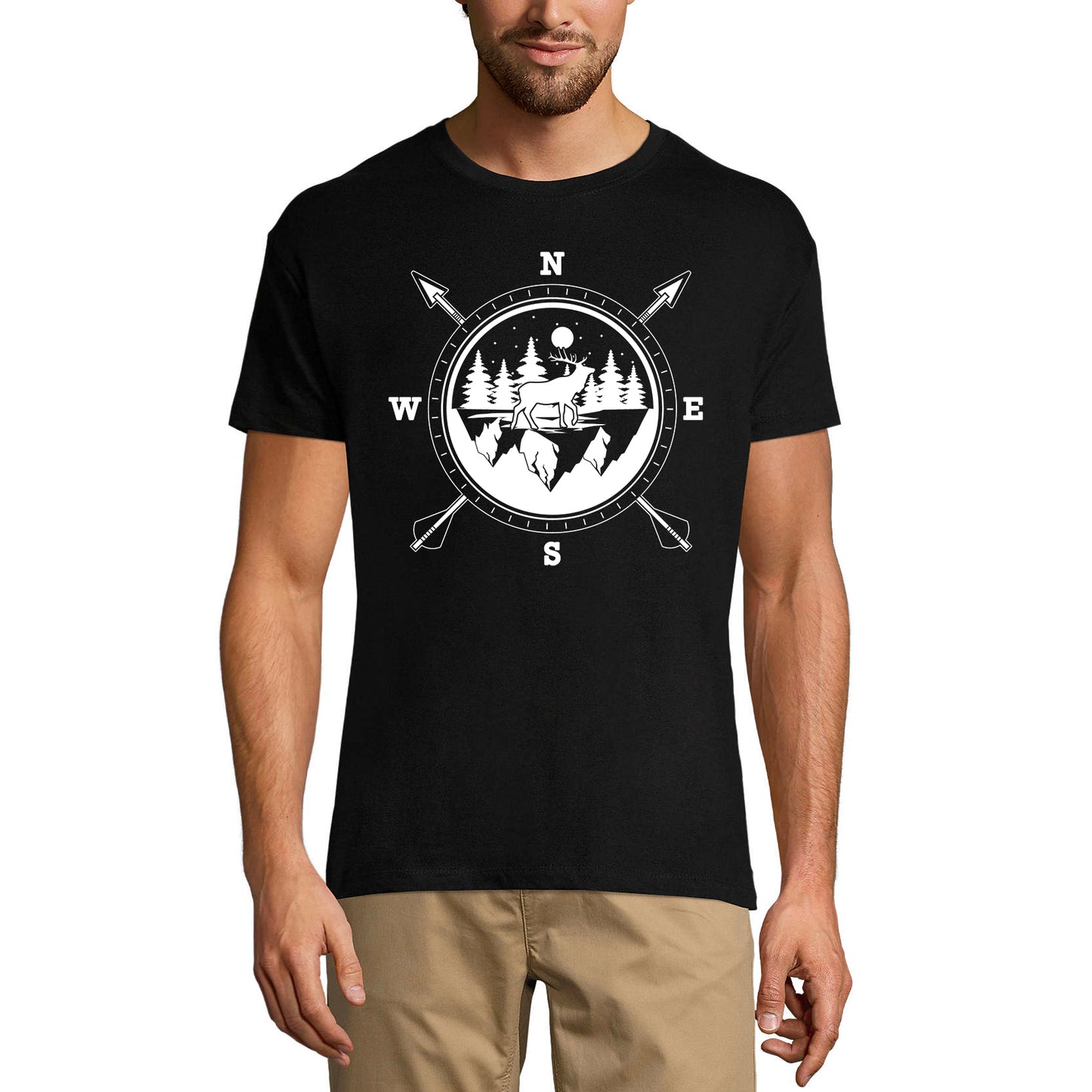 ULTRABASIC Men's T-Shirt Hunting Deer Compass - Hunter Tee Shirt