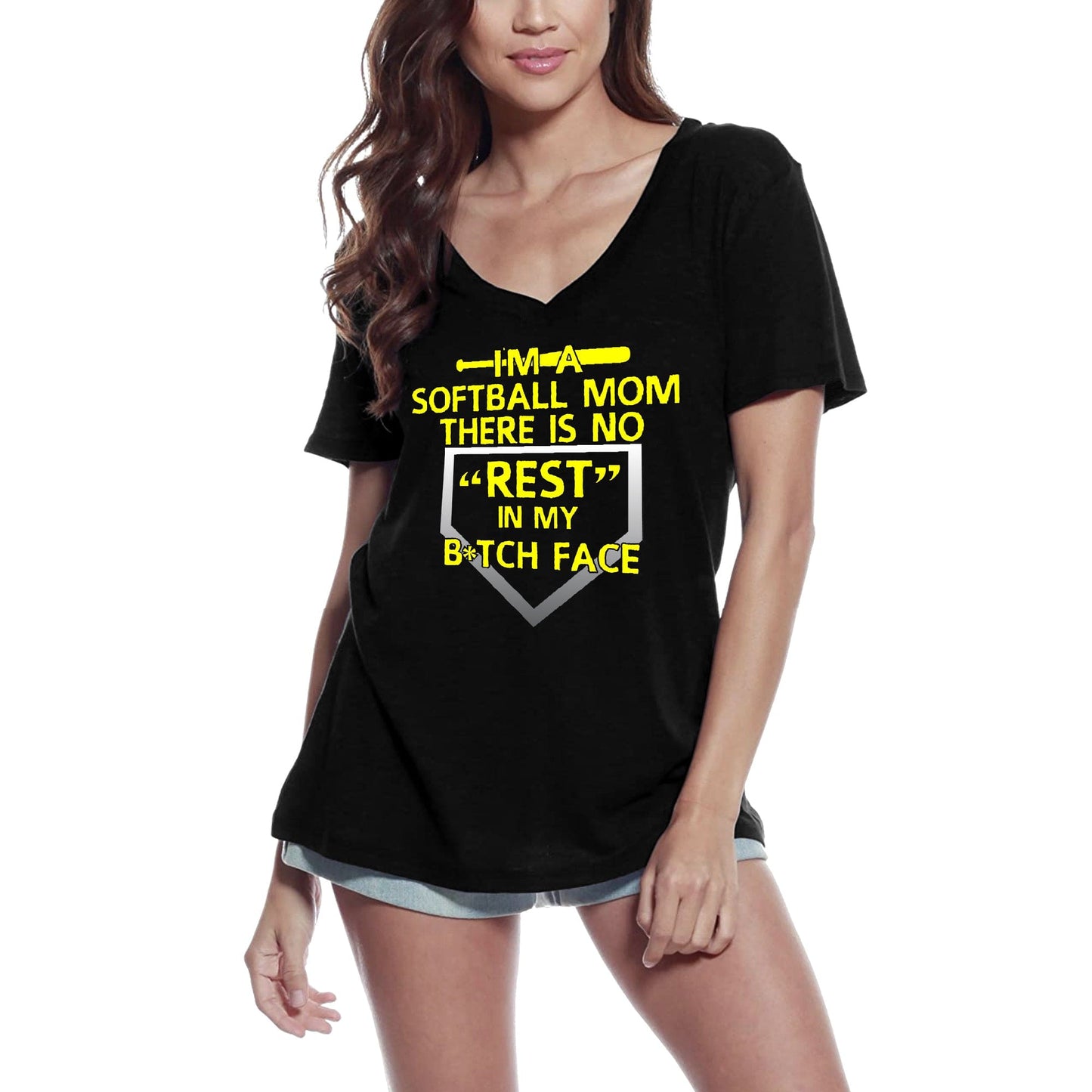 ULTRABASIC Women's T-Shirt I'm a Softball Mom There is No Rest in My Face - Funny Tee Shirt