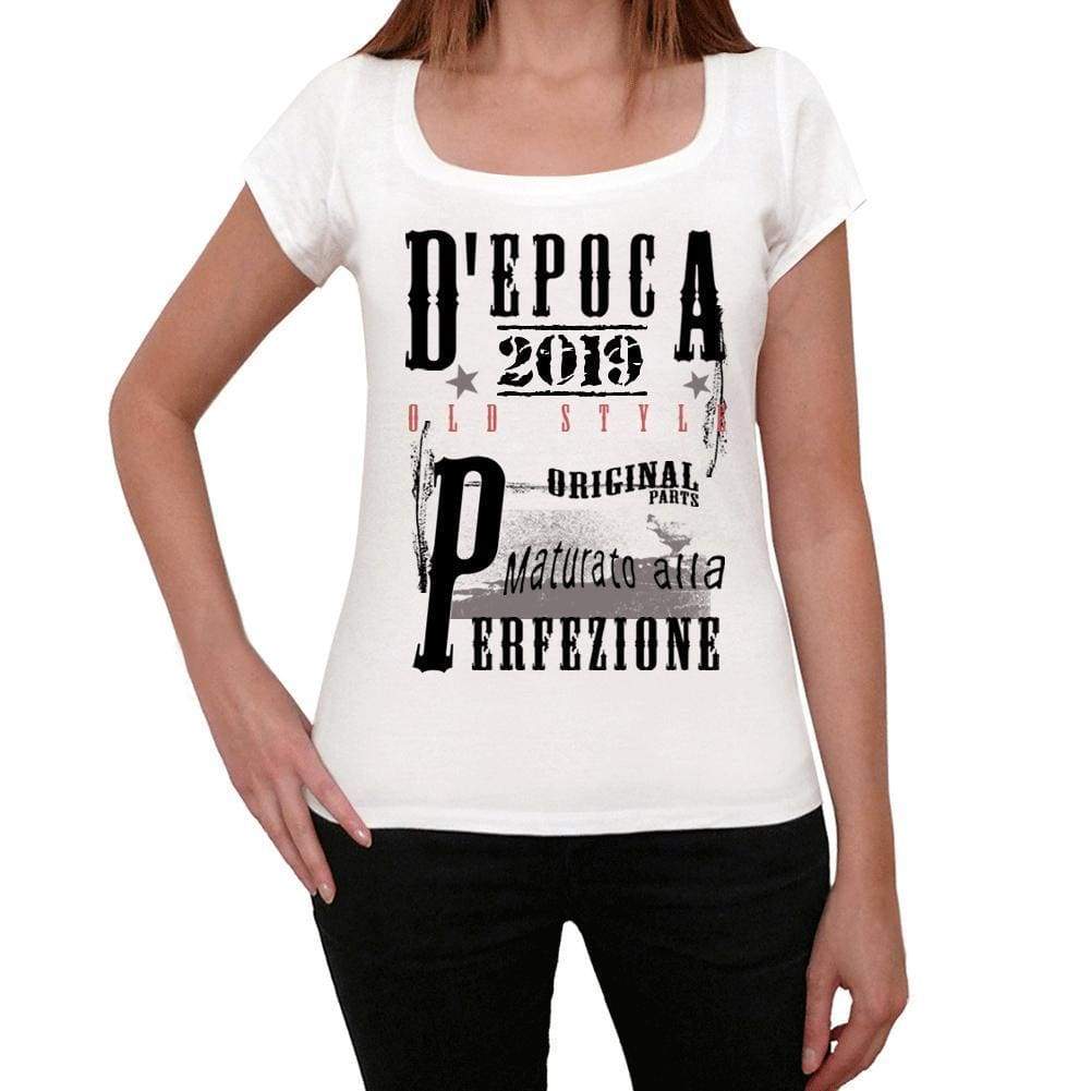 Aged To Perfection, Italian, 2019, White, Women's Short Sleeve Round Neck T-shirt, gift t-shirt 00356 - Ultrabasic