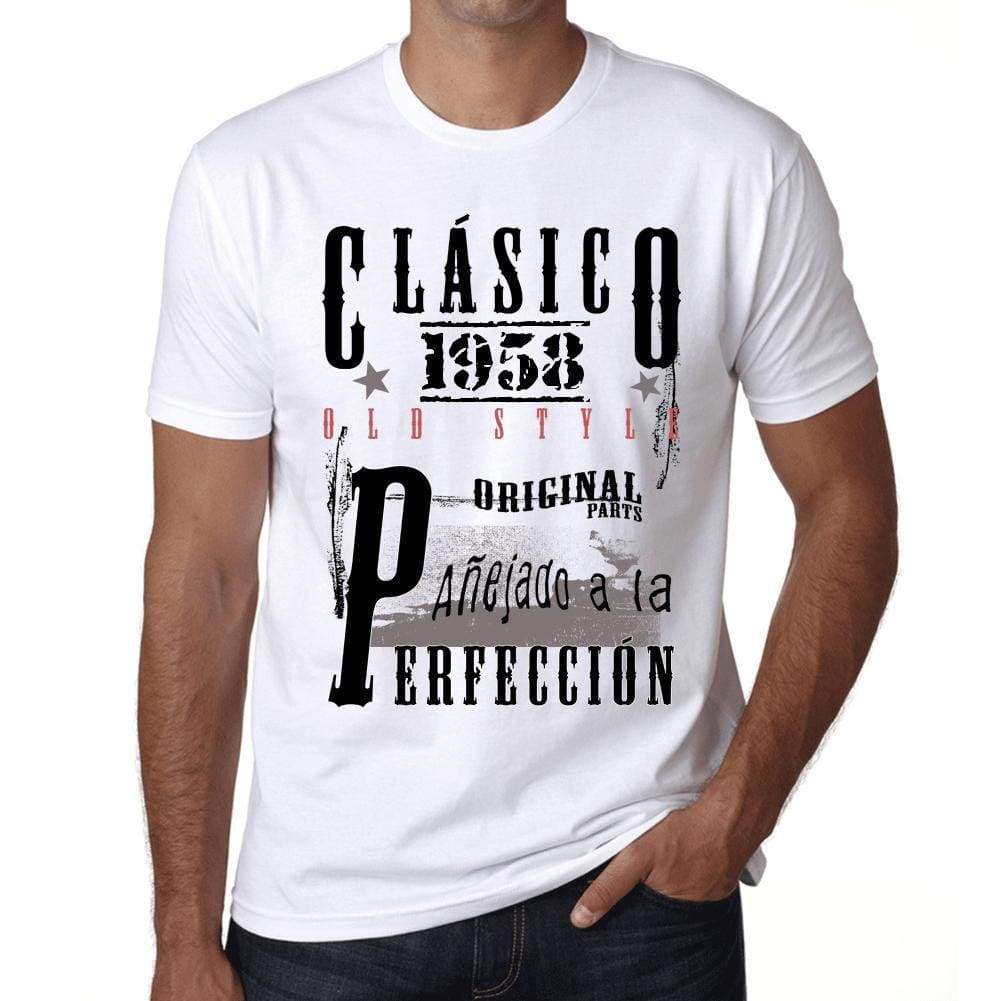 Aged To Perfection, Spanish, 1958, White, Men's Short Sleeve Round Neck T-shirt, Gift T-shirt 00361 - Ultrabasic